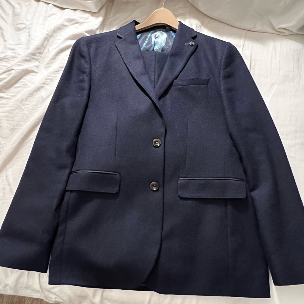 Ted Baker London Blue Slim Fit Suit with Red Lining Size 38
